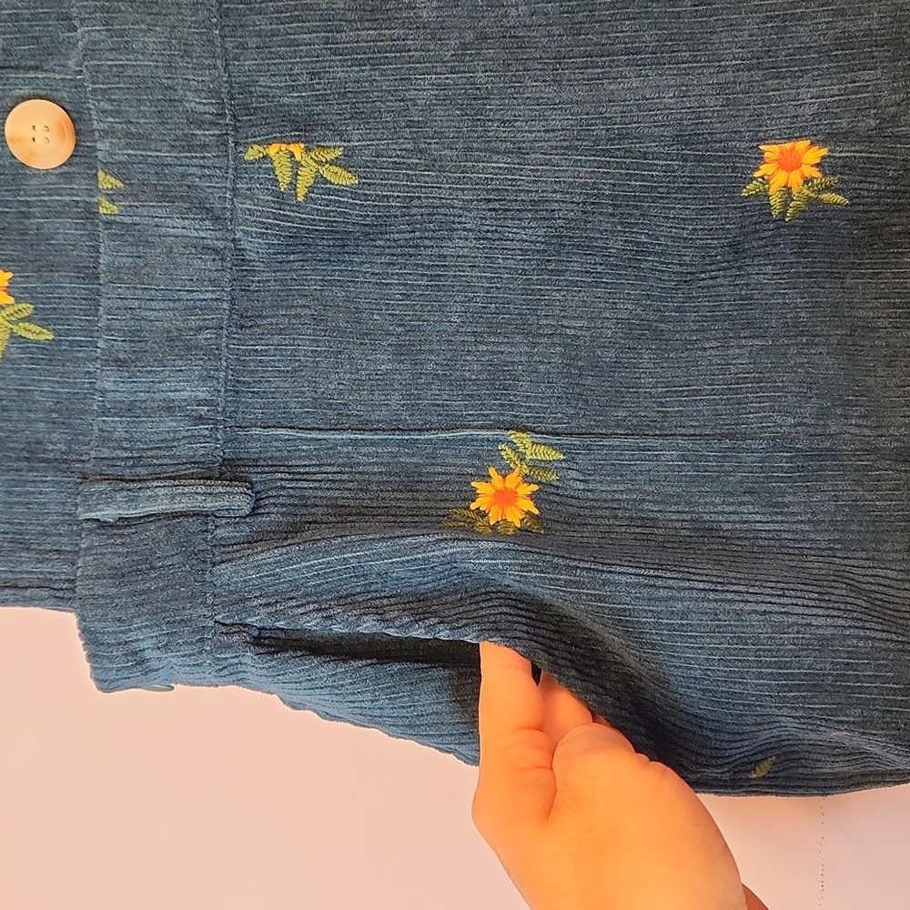 CIDER Women’s Corduroy Square Neck Floral Pattern Jumpsuit, size M - Picture 6 of 15